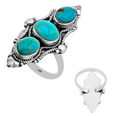 7.19cts back closed green arizona mohave turquoise silver ring size 7.5 n52528