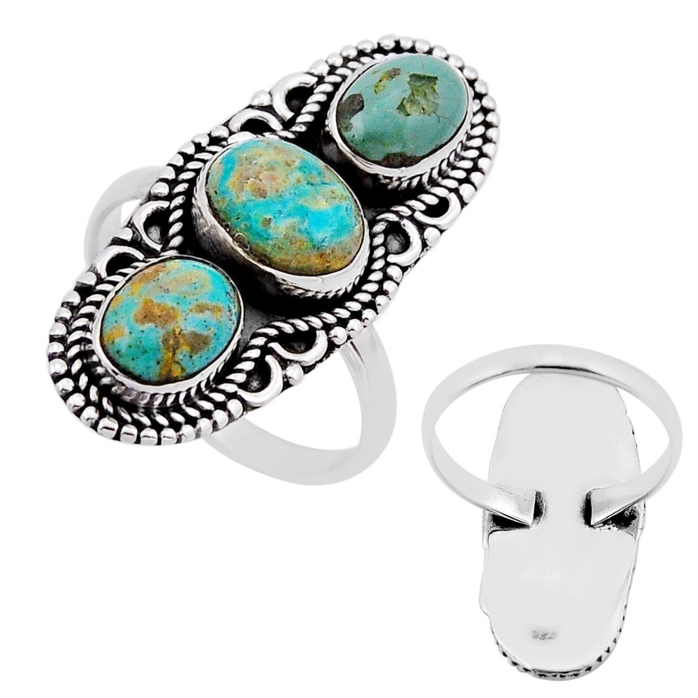 7.24cts back closed green arizona mohave turquoise silver ring size 8.5 n53517