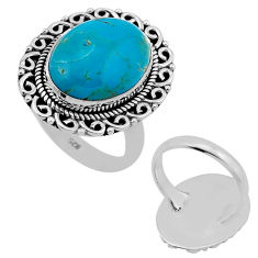 10.51cts back closed green arizona mohave turquoise silver ring size 7 n48527