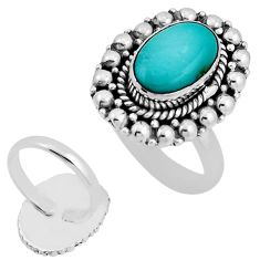 4.36cts back closed green golden hills turquoise silver adjustable ring n20870