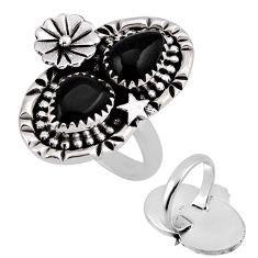 6.35cts back closed natural black onyx 925 sterling silver ring size 7 n38570