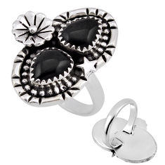 5.69cts back closed natural black onyx 925 sterling silver ring size 9 n38568
