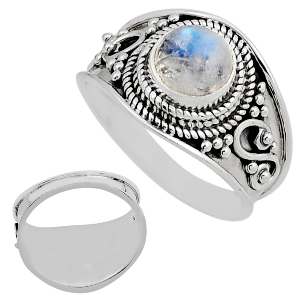 2.57cts back closed natural blue moonstone 925 sterling silver ring size 7 n4870
