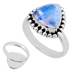 5.05cts back closed natural blue moonstone trillion silver ring size 7 y81431