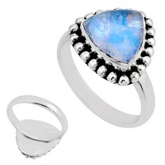 5.63cts back closed natural blue moonstone trillion silver ring size 7 y81433