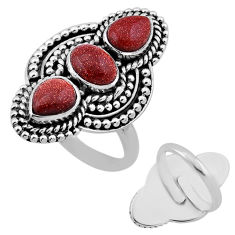 6.08cts back closed natural goldstone 925 silver adjustable ring size 8.5 n46834