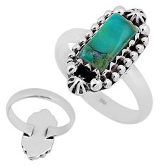 2.23cts back closed natural green mojave turquoise silver ring size 7.5 n36131