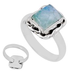 3.05cts back closed natural green moonstone octagan silver ring size 8 n33935