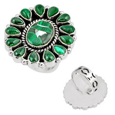 18.92cts back closed natural malachite 925 silver adjustable ring size 7 c31612