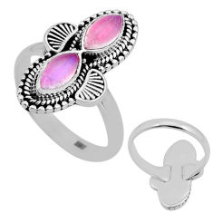3.98cts back closed natural pink moonstone marquise silver ring size 7.5 n53544