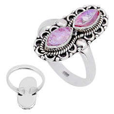 4.09cts back closed natural pink moonstone marquise silver ring size 6.5 n54277