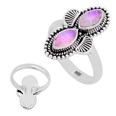 4.13cts back closed natural pink moonstone marquise silver ring size 7.5 n54278