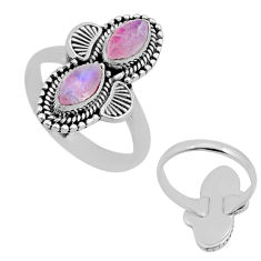 3.99cts back closed natural pink moonstone marquise silver ring size 7 n53550
