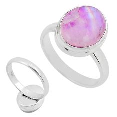 4.93cts back closed natural pink moonstone oval 925 silver ring size 6.5 y81621