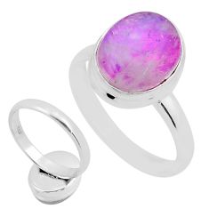 5.14cts back closed natural pink moonstone oval 925 silver ring size 8.5 y81642