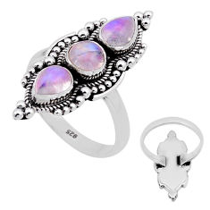 4.23cts back closed natural pink moonstone round 925 silver ring size 8.5 n52428