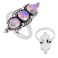 4.23cts back closed natural pink moonstone round 925 silver ring size 8.5 n53528