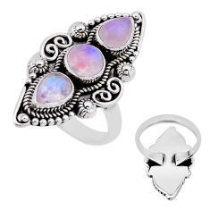4.26cts back closed natural pink moonstone round 925 silver ring size 6.5 n53537