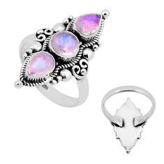 4.37cts back closed natural pink moonstone round 925 silver ring size 7 n53531