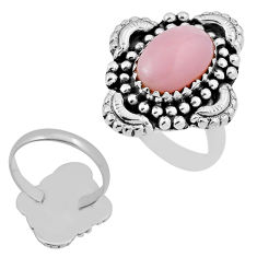 3.64cts back closed natural pink opal 925 sterling silver ring size 6.5 n34625