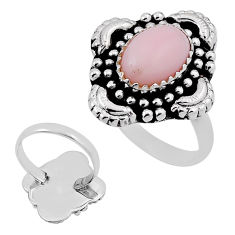 3.92cts back closed natural pink opal 925 sterling silver ring size 8.5 n34641