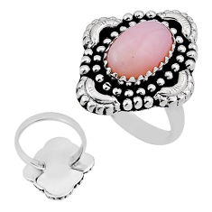 3.91cts back closed natural pink opal oval sterling silver ring size 6.5 n34642