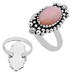 4.20cts back closed natural pink opal oval sterling silver ring size 7.5 n34826