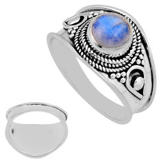 3.47cts back closed natural rainbow moonstone 925 silver ring size 8.5 n42015