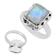 4.88cts back closed natural rainbow moonstone 925 silver ring size 8 n36710