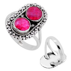 4.80cts back closed natural red ruby 925 sterling silver ring size 8.5 n48595