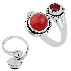 3.31cts back closed orange sunstone red garnet 925 silver adjustable ring n15033