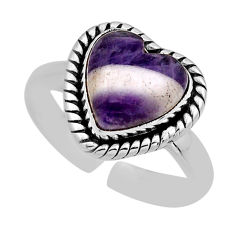 5.31cts back closed purple chevron amethyst silver adjustable ring size 8 y92870