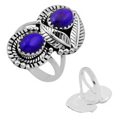 3.91cts back closed purple copper turquoise 925 silver leaf ring size 6 n48404