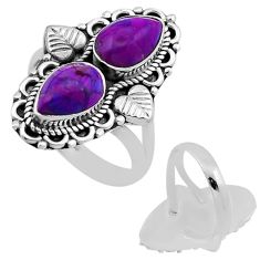 3.62cts back closed purple copper turquoise pear 925 silver ring size 6.5 n48561