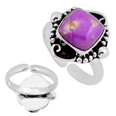 4.58cts back closed purple phosphosiderite silver adjustable ring size 6 n38739