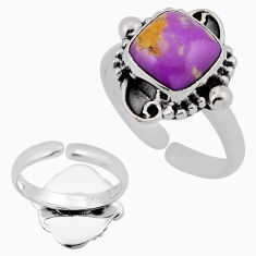 4.40cts back closed purple phosphosiderite silver adjustable ring size 7 n38722