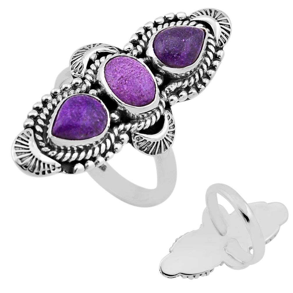5.37cts back closed purpurite stichtite 925 silver adjustable ring size 8 n46784