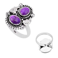 3.91cts back closed purpurite stichtite 925 silver adjustable ring size 9 n52946