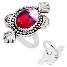 6.82cts back closed red rose dahlia 925 silver adjustable ring size 8 n54150