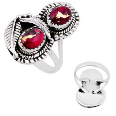 3.87cts back closed red rose dahlia 925 sterling silver leaf ring size 6 n53013