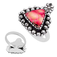 6.57cts back closed red rose dahlia 925 sterling silver ring size 8.5 n36255