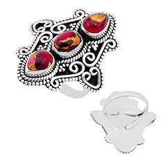 5.42cts back closed red rose dahlia oval 925 sterling silver ring size 8 n53366