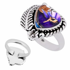 5.29cts back closed rose dahlia voilet sterling silver heart ring size 7 n36248