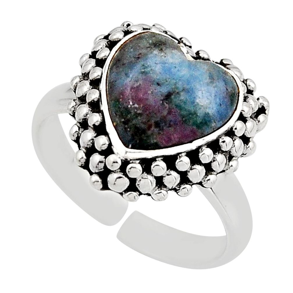 5.96cts back closed sonora sunrise heart silver adjustable ring size 6 y92847