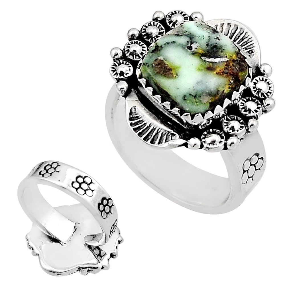 5.24cts back closed south hill turquoisee silver adjustable ring size 6 c34053