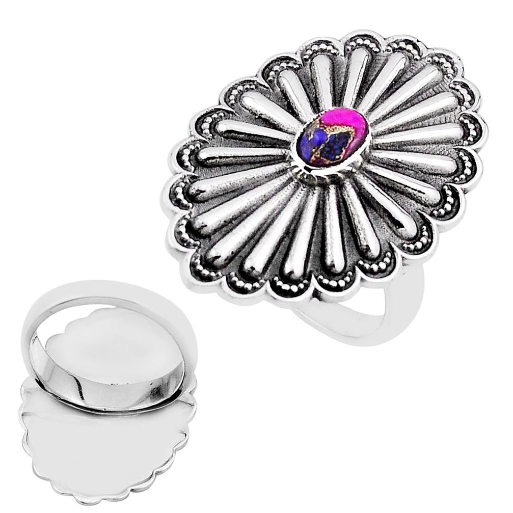 1.06cts back closed spiny oyster arizona turquoise silver ring size 7.5 n32705