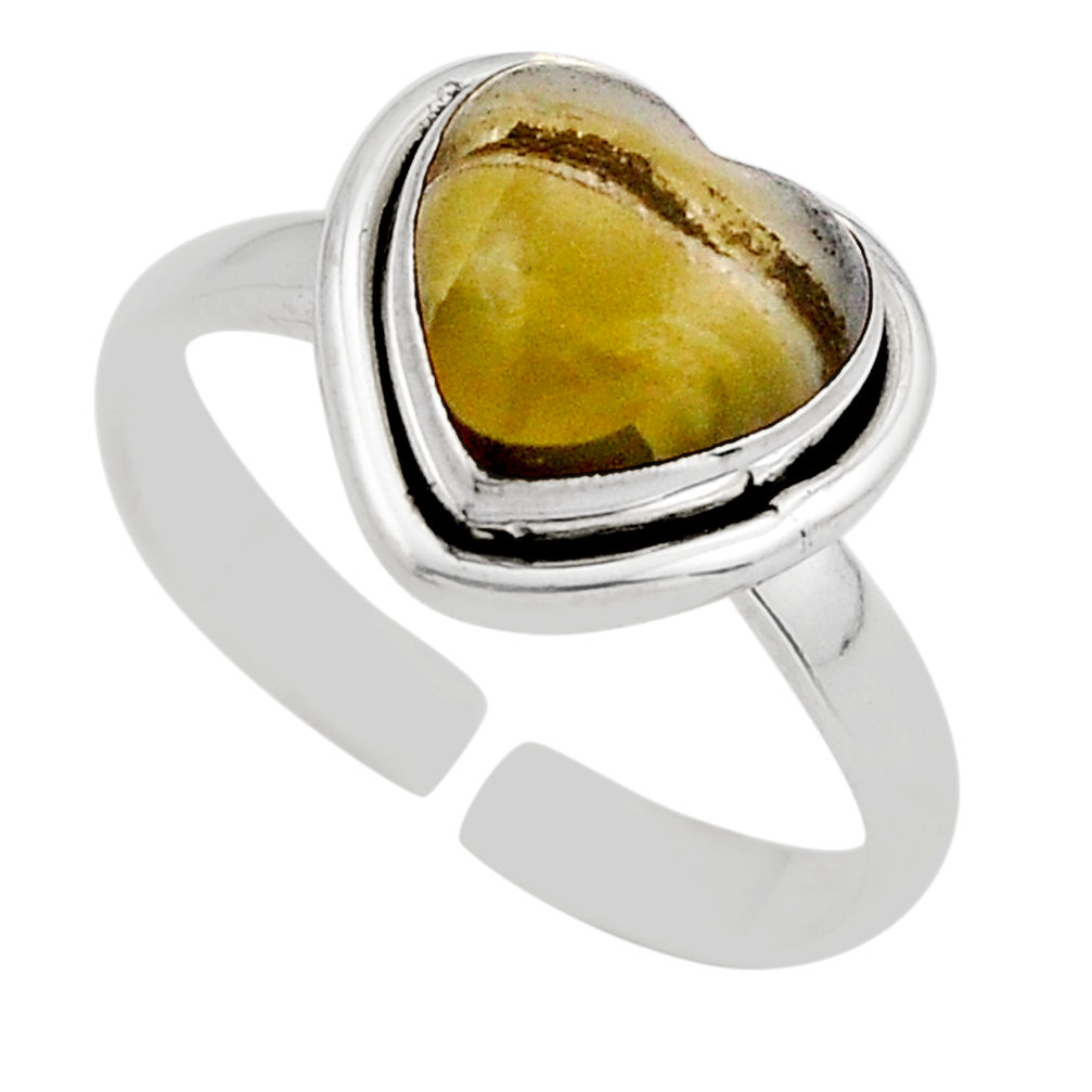 5.16cts back closed striped flint ohio 925 silver adjustable ring size 9 y92835