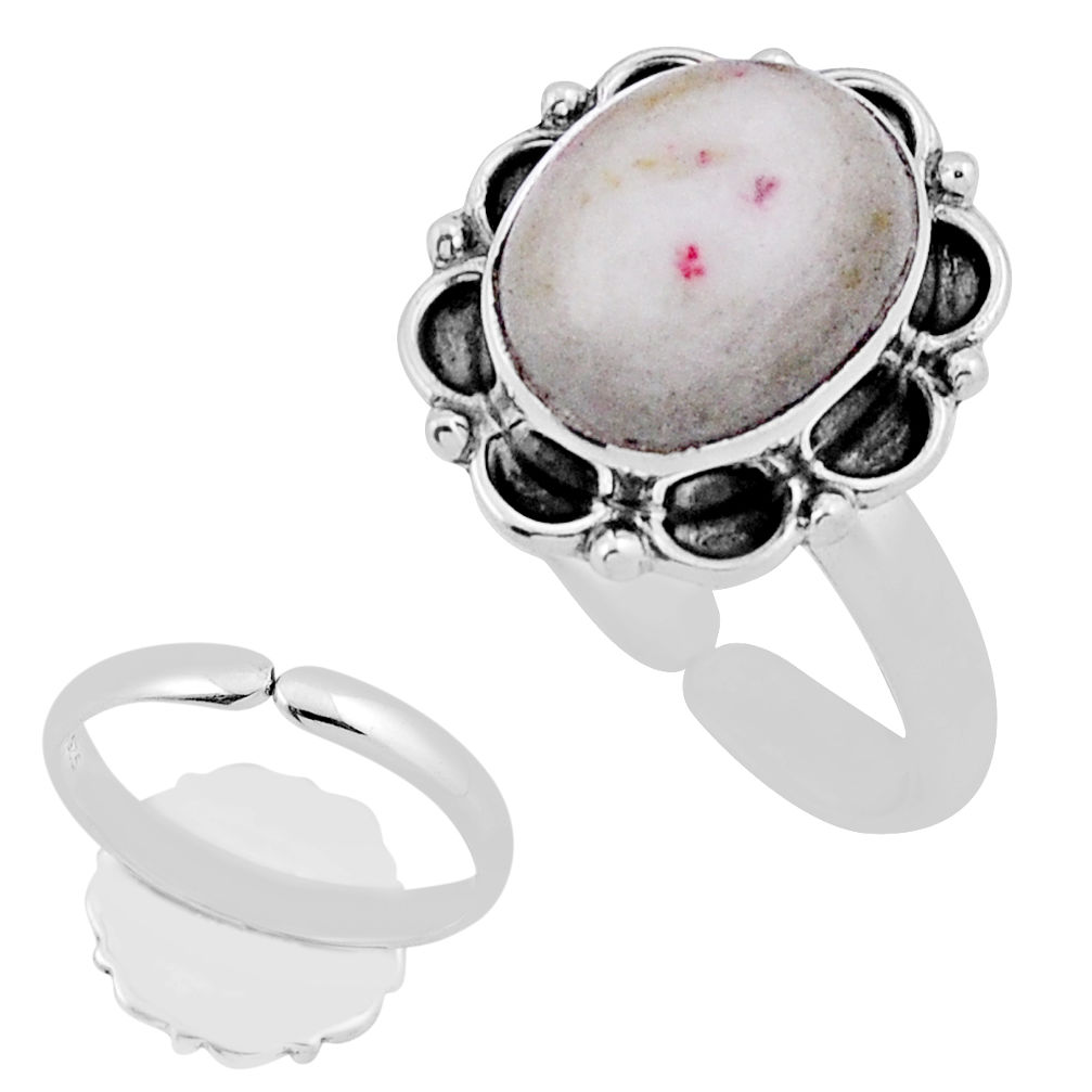 4.95cts back closed tourmaline in quartz silver adjustable ring size 6.5 n38702