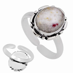 3.83cts back closed tourmaline in quartz silver adjustable ring size 6.5 n38730