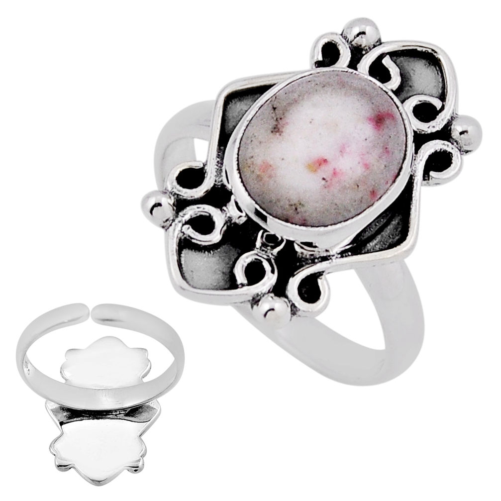 5.11cts back closed tourmaline in quartz silver adjustable ring size 7 n38736